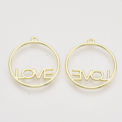 Rack Plating Alloy Open Back Bezel Pendants X-PALLOY-N150-35-1