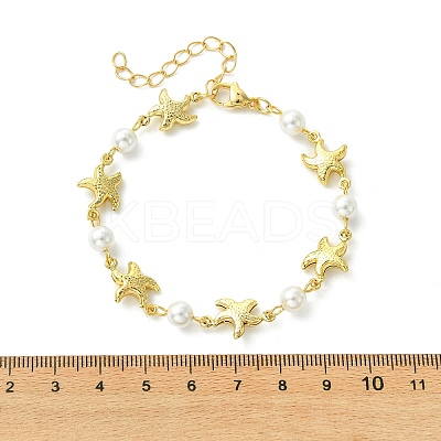 304 Stainless Steel & Shell Pearl Link Chains Bracelets for Women BJEW-JB13815-02-1