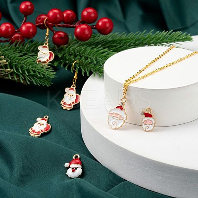 40Pcs 4 Style Christmas Theme Light Gold Alloy Enamel Pendants ENAM-LS0001-61-1