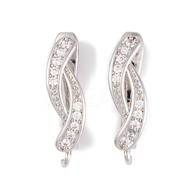 Rack Plating Brass Cubic Zirconia Hoop Earring Findings KK-S374-04P-05-1