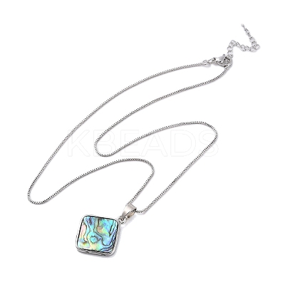 Rack Plating Natural Paua Shell Pendants Necklace NJEW-B104-01E-01P-1