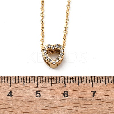 304 Stainless Steel Crystal Rhinestone Pendant Cable Chain Necklaces for Women LS-NJEW-C062-01G-G-1