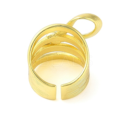 Bowknot Brass Multi-layer Open Cuff Rings for Women RJEW-P126-01G-1