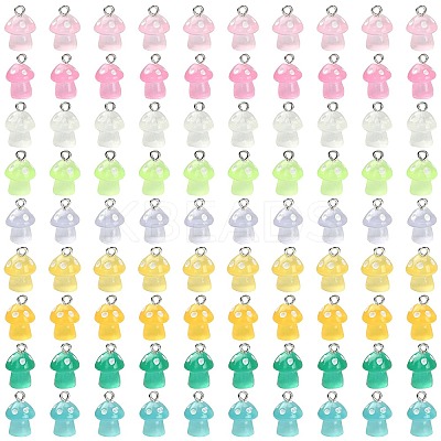 45Pcs 9 Colors Luminous Translucent Resin Pendants RESI-CJ0003-23-1