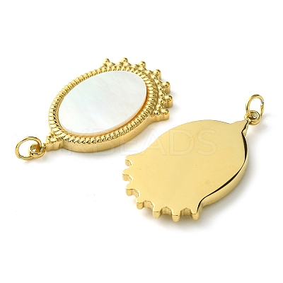 Ion Plating(IP) 304 Stainless Steel Pave Shell Pendants FIND-Z028-17G-1