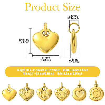 7Pcs 7 Styles 304 Stainless Steel Charms STAS-CJ0003-15-1
