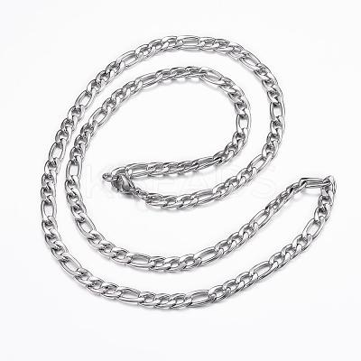 Non-Tarnish 304 Stainless Steel Figaro Chain Necklaces NJEW-H445-20P-1