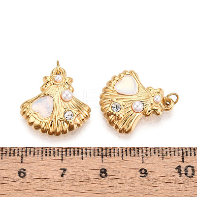 304 Stainless Steel Pave Crystal Rhinestone and ABS Imitation Pearl Resin Pendants STAS-T069-87A-1
