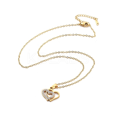 304 Stainless Steel Crystal Rhinestone Heart Pendant Cable Chain Necklaces for Women LS-NJEW-Z056-01B-G-1