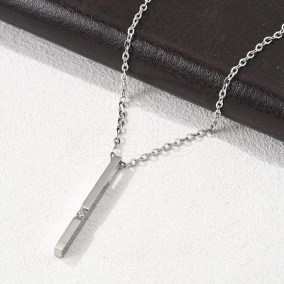 304 Stainless Steel Cubic Zirconia Pendant Necklaces NJEW-P167-24P-1