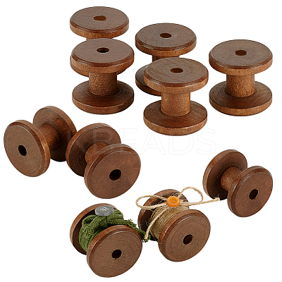 Wooden Bobbins FIND-WH0366-044-1