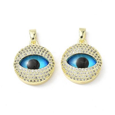 Printed Brass Micro Pave Cubic Zirconia with Glass Pendants KK-Z134-17G-03-1