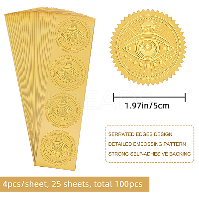 Plastic Self Adhesive Gold Foil Embossed Stickers DIY-WH0211-209-1