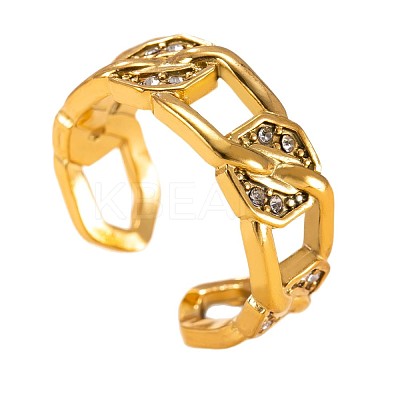 304 Stainless Steel Rhinestone Cuff Open Rings WG7ACF4-01-1