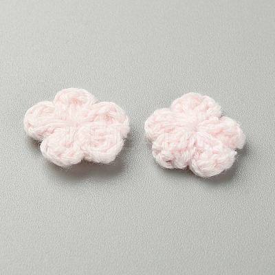 Peach Blossom Handmade Crochet Cotton Ornament Accessories AJEW-WH0326-53F-1