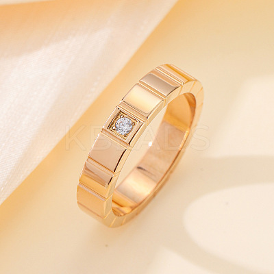 304 Stainless Steel & Cubic Zirconia Finger Rings FS-WG10832-08-1
