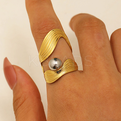 304 Stainless Steel with Cubic Zirconia Cuff Rings for Women FS-WG503C7-02-1