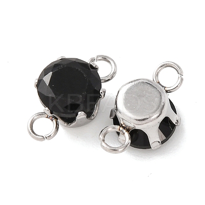 304 Stainless Steel Micro Pave Cubic Zirconia Connector Charms X-STAS-H240-50P-11-1