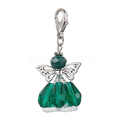 Angel Glass Beaded & Alloy Pendant Decorations HJEW-MZ00189-08-1