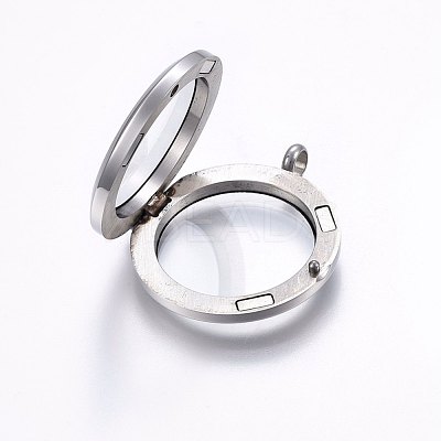 304 Stainless Steel Magnetic Floating Locket Pendants STAS-O103-35P-1