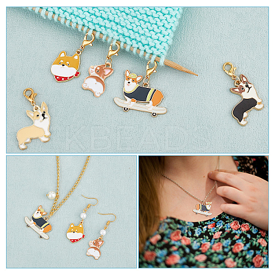 Dog Pendant Stitch Markers HJEW-AB00324-1