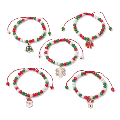 Christmas Theme Alloy Enamel Charm Bracelets BJEW-JB12411-1