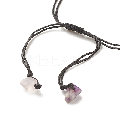 Natural Fluorite Chips Braided Bead Bracelet BJEW-JB08019-07-1