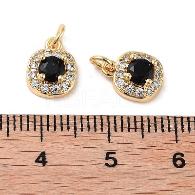 Square Brass Micro Pave Cubic Zirconia Charms KK-B102-09G-1
