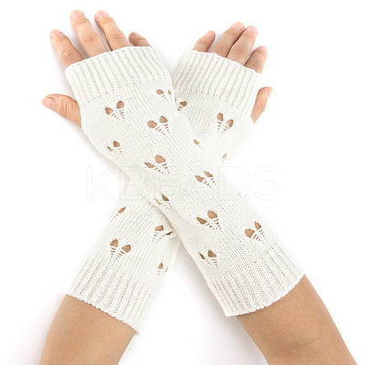 Warm Knitted Acrylic Fiber Heart Half Sleeve Gloves PW-WGC2DC6-03-1