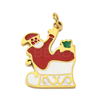 Christmas Theme Ion Plating(IP) 304 Stainless Steel Pendants STAS-O005-01I-G-1