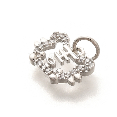 Rack Plating Brass Micro Pave Cubic Zirconia Pendants KK-H508-28P-07-1