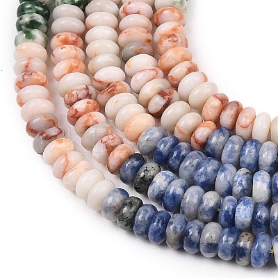 Natural Tiger Eye & Green Spot Jasper & Red Aventurine & Blue Spot Jasper & Dalmatian Jasper & Red Netstone & Picture Jasper Beads Strands G-Z135-C06-2x4mm-1