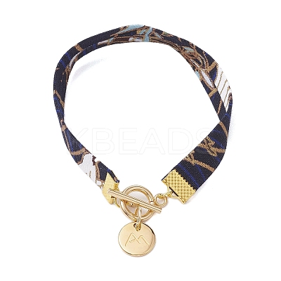 Ethnic Style Polyester Leaf Printed Ribbon Bracelets BJEW-JB10495-02-1