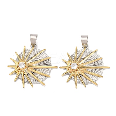 Brass Micro Pave Clear Cubic Zirconia Pendants KK-G543-10GP-04-1