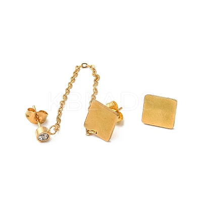 PVD Vacuum Plating 304 Stainless Steel Dangle Chains Stud Earrings EJEW-C049-01B-G-1
