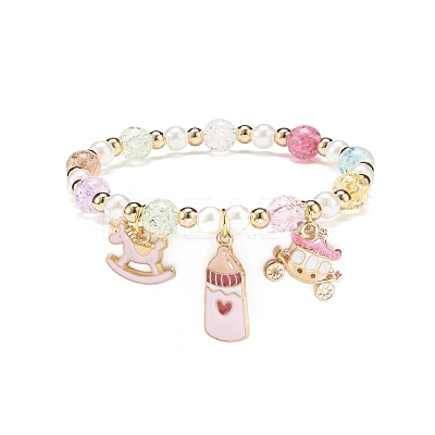Colorful Alloy Enamel Cute Charms Bracelet BJEW-JB08661-05-1