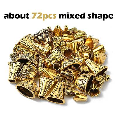 72pcs 10 style Tibetan Style Alloy Bead Cap & Cone TIBE-YW0001-57-1