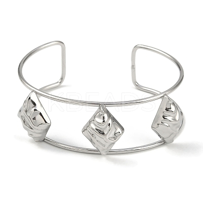 Non-Tarnish 304 Stainless Steel Wide Textured Open Cuff Bangles BJEW-Q348-05P-05-1