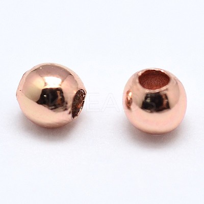 Brass Solid Round Beads KK-M085-26RG-NR-1