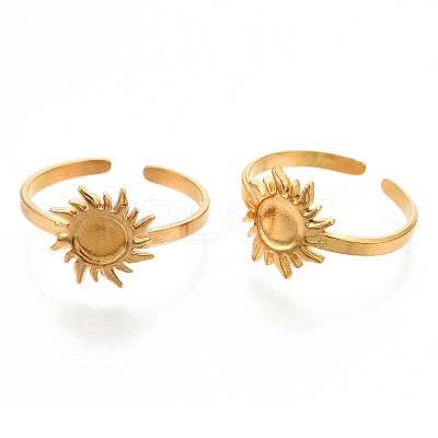 Ion Plating(IP) 304 Stainless Steel Sun Cuff Rings LS-RJEW-N038-116LG-1