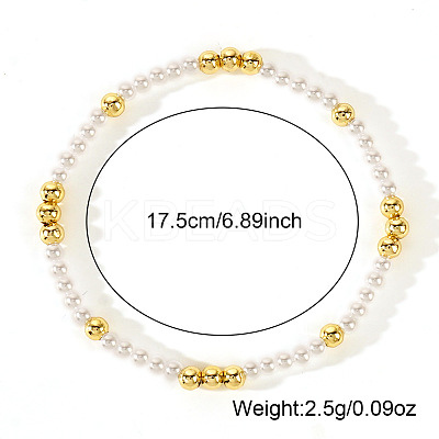 Bohemian Style Brass & Imitation Pearl Stretch Bracelets for Women FP3372-1