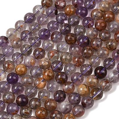 Natural Purple Phantom Quartz Lodolite Quartz Beads Strands G-R446-10mm-01A-1