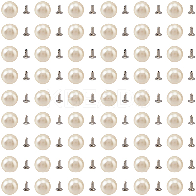 180Pcs ABS Plastic Imitation Pearl Rivet Studs KY-CL0001-02C-1