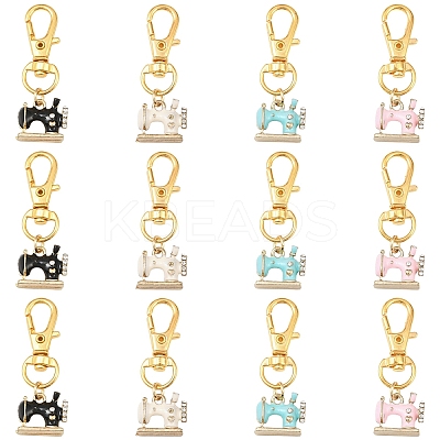 12Pcs 4 Style Alloy Enamel Pendant Decorations HJEW-YW00158-1
