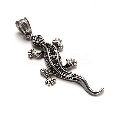 Gecko 304 Stainless Steel Rhinestone Big Pendants STAS-M222-12AS-1
