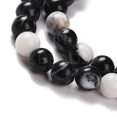 Round Natural Zebra Jasper Beads Strands G-R253-6mm-1
