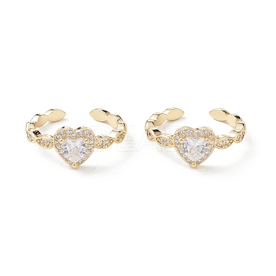Heart Clear Cubic Zirconia Cuff Ring LS-RJEW-M146-07G-1