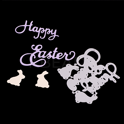 Word Happy Easter Frame Carbon Steel Cutting Dies Stencils DIY-F028-03-1