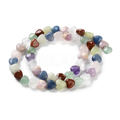 Natural Quartz Crystal & Red Jasper & Green Aventurine & Blue Aventurine & Lepidolite & Amethyst & Lemon Jade Beads Strands G-B022-39A-1