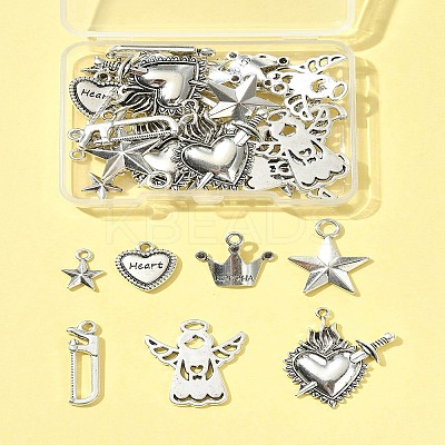 40Pcs 7 Styles Tibetan Style Alloy Pendants FIND-FS0004-31-1